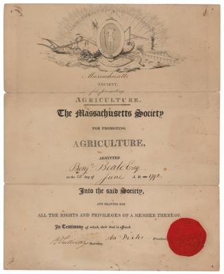Lot #371 Massachusetts Society for Agriculture Certificate - Image 1
