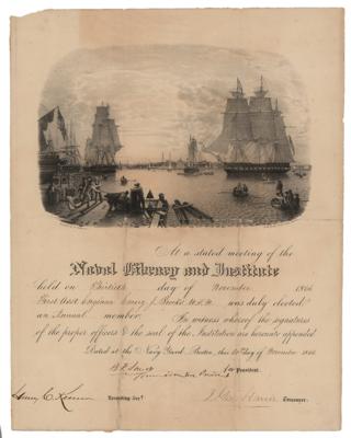 Lot #392 Naval Library and Institute Certificate - Image 1
