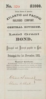 Lot #205 Oliver Ames Signed Land Grant Bond - Image 2
