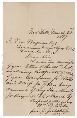 Lot #214 John Jacob Astor III Autograph Letter Signed - Image 1