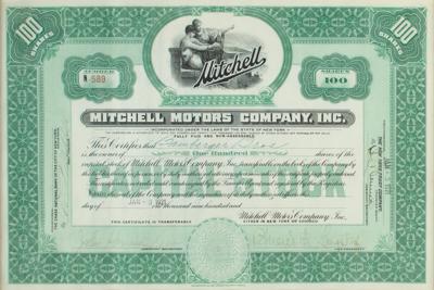 Lot #383 Mitchell Motors Company Stock Certificate - Image 2