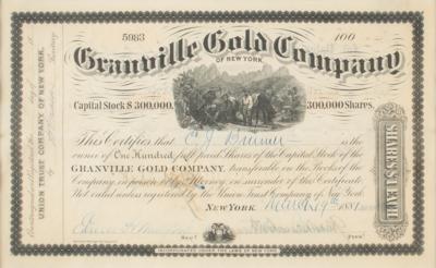 Lot #296 Granville Gold Company Stock Certificate - Image 1