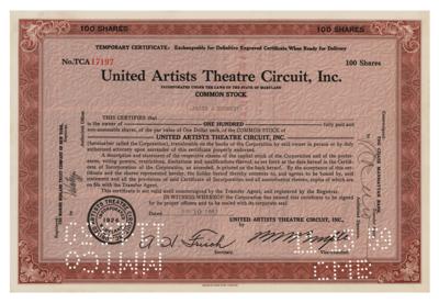 Lot #447 Jacob J. Shubert Signed Stock Certificate - Image 2