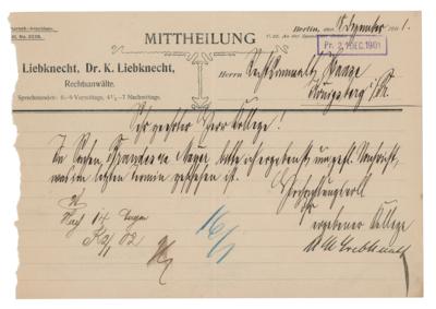 Lot #187 Karl Liebknecht Letter Signed - Image 1