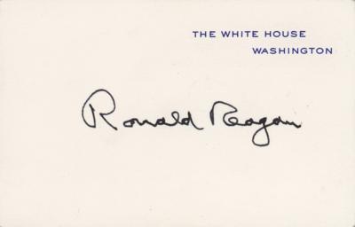 Lot #25 Ronald Reagan Signed White House Card - Image 1