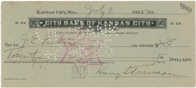 Lot #122 Harry S. Truman Signed Check - Image 1