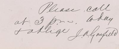 Lot #75 James A. Garfield Autograph Note Signed