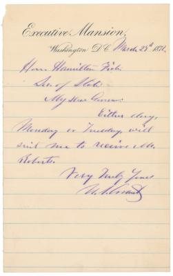 Lot #15 U. S. Grant Autograph Letter Signed as President - Image 1