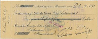 Lot #60 Calvin Coolidge Signed Check