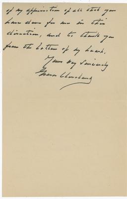 Lot #50 Grover Cleveland Autograph Letter Signed - Image 2