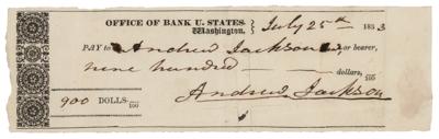 Lot #10 Andrew Jackson Check Signed Twice as