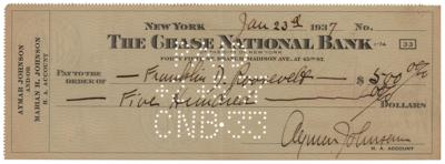 Lot #113 Franklin D. Roosevelt Signed Check as President - Image 1