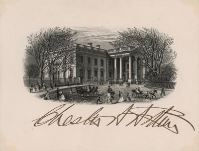 Lot #19 Chester A. Arthur Signed White House Engraving - Image 1