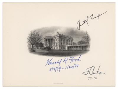 Lot #103 Richard Nixon, Gerald Ford, and Jimmy Carter Signed White House Engraving - Image 1