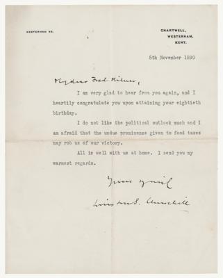 Lot #186 Winston Churchill Typed Letter Signed