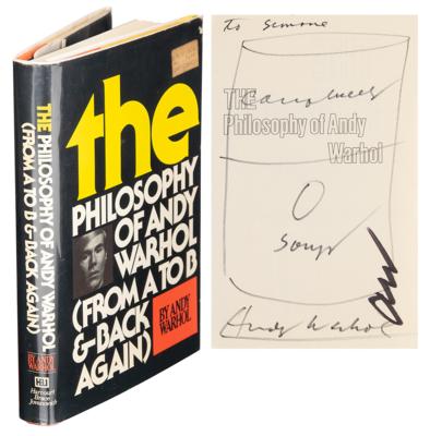 Lot #636 Andy Warhol Signed Book with Sketch