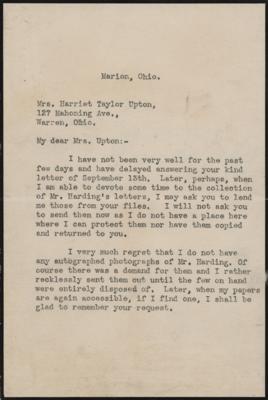 Lot #76 Florence Kling Harding Typed Letter Signed - Image 1