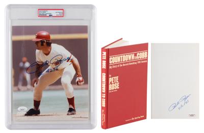 Lot #1091 Pete Rose Signed Photograph and Book - Image 1