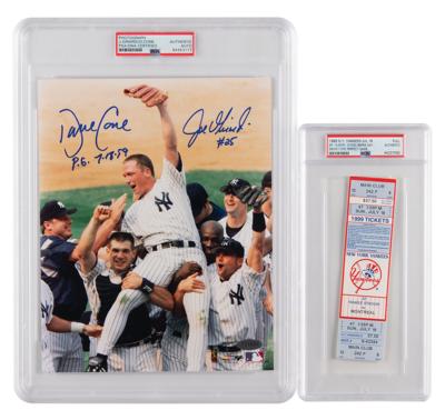 Lot #1087 NY Yankees: Cone and Girardi Signed Photograph and Ticket - Image 1