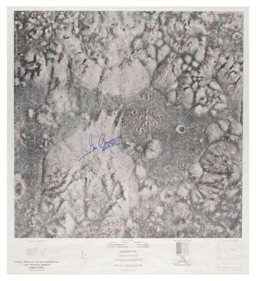 Lot #589 Gene Cernan Signed Apollo 17 Lunar Photomap - Image 1