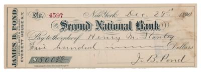 Lot #454 Henry M. Stanley Signed Check - Image 2