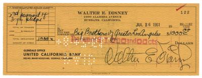 Lot #681 Walt Disney Signed Check - Image 1