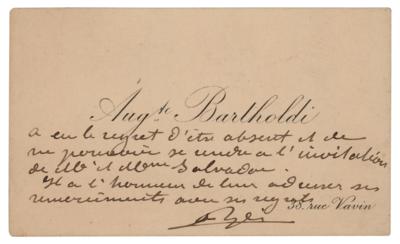 Lot #643 Frederic Auguste Bartholdi Autograph Note Signed - Image 1
