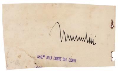 Lot #390 Benito Mussolini Signature