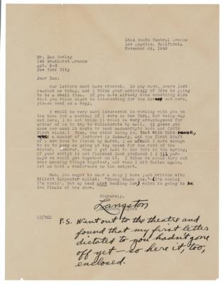 Lot #734 Langston Hughes Typed Letter Signed