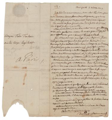 Lot #178 Pierre Samuel du Pont de Nemours Autograph Letter Signed - Image 1