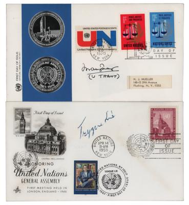 Lot #477 United Nations: Trygve Lie and U Thant (2) Signed First Day Covers - Image 1