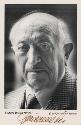 Lot #494 Simon Wiesenthal Signed Photograph
