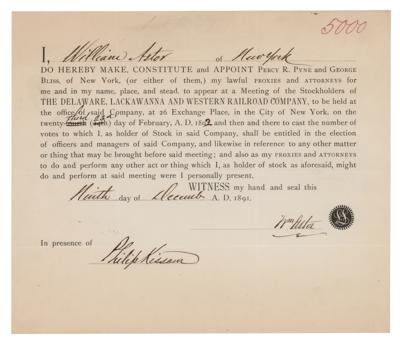 Lot #212 William Waldorf Astor Document Signed - Image 1