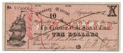 Lot #517 Civil War Treasury Warrant ($10) - Image 1