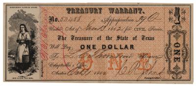 Lot #518 Civil War Treasury Warrant ($1) - Image 1