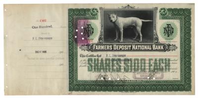 Lot #285 Farmers Deposit National Bank Stock Certificate - Image 1