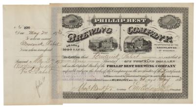 Lot #409 Frederick Pabst Twice-Signed Stock