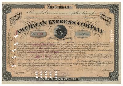 Lot #283 James C. Fargo Signed Stock Certificate - Image 1