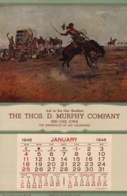 Lot #441 Charles Marion Russell 1948 Calendar: 'Rider of the Rough String' - Image 1