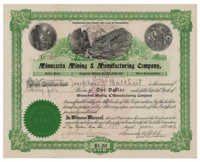 Lot #379 Minnesota Mining & Manufacturing Company Stock Certificate Signed by Founders Cable and Dwan - Image 1
