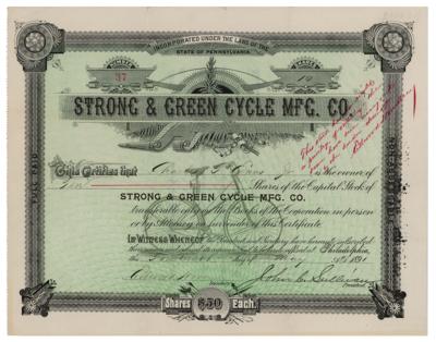 Lot #457 Strong & Green Cycle Mfg. Co. Stock Certificate - Image 1