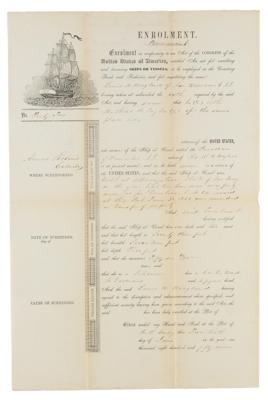 Lot #393 New Jersey: Perth Amboy Ship's Enrollment Certificate - Image 1