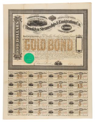 Lot #237 Brooklyn Steamship & Emigration Co. Gold Bond - Image 1