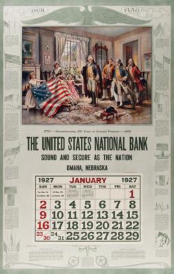 Lot #132 George Washington and Betsy Ross 1927 Calendar: 'The Birth of Old Glory' - Image 1