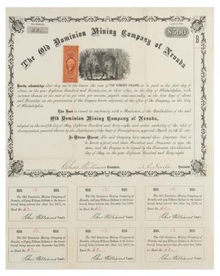 Lot #407 Old Dominion Mining Company of Nevada Bond - Image 1