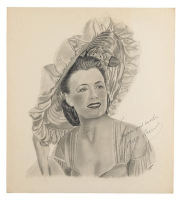 Lot #925 Irene Dunne Signed Sketch - Image 1