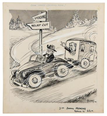 Lot #690 Milton Halladay Signed Political Cartoon - Image 1