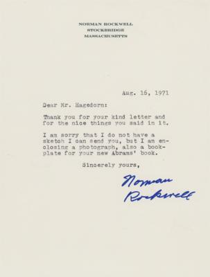 Lot #672 Norman Rockwell Typed Letter Signed - Image 1