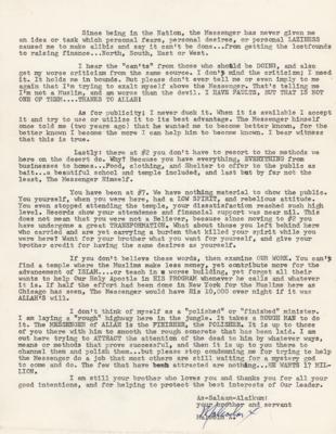 Lot #142 Malcolm X Typed Letter Signed