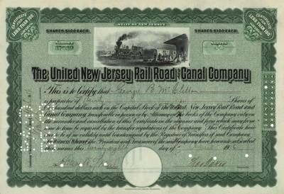 Lot #478 United New Jersey Rail Road and Canal Company Stock Certificate - Image 1